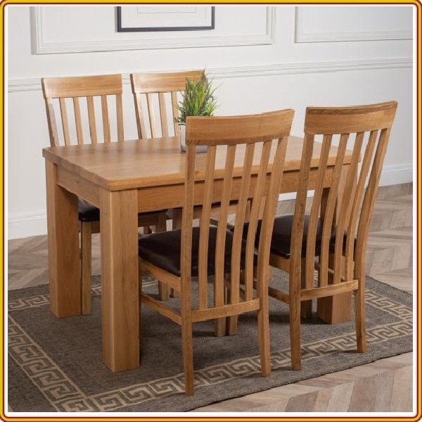 Bộ bàn ăn Rustic Oak bàn 1m4, kèm 4 ghế juno sofa