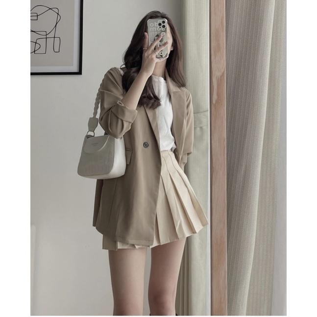 ÁO BLAZER 1 LỚP DÁNG DÀI 2 CÚC PHONG CÁCH KOREA/ÁO VEST 2 CÚC