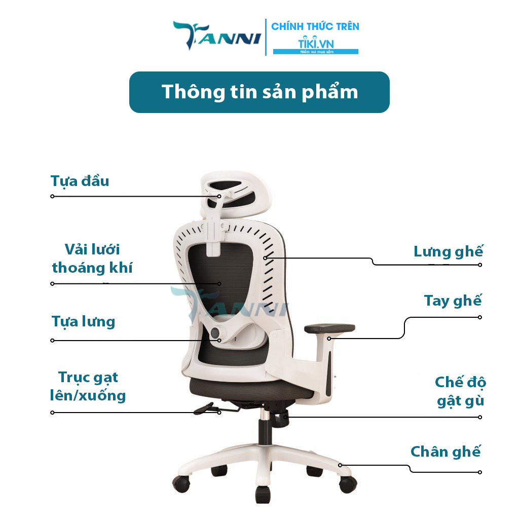 Ghế Văn Phòng Công Thái Học Ergonomic Thiết Kế Chống Gù Có Ngả Lưng Premium 05 , Ghế Xoay Văn Phòng Làm Việc Cao Cấp Nhập Khẩu