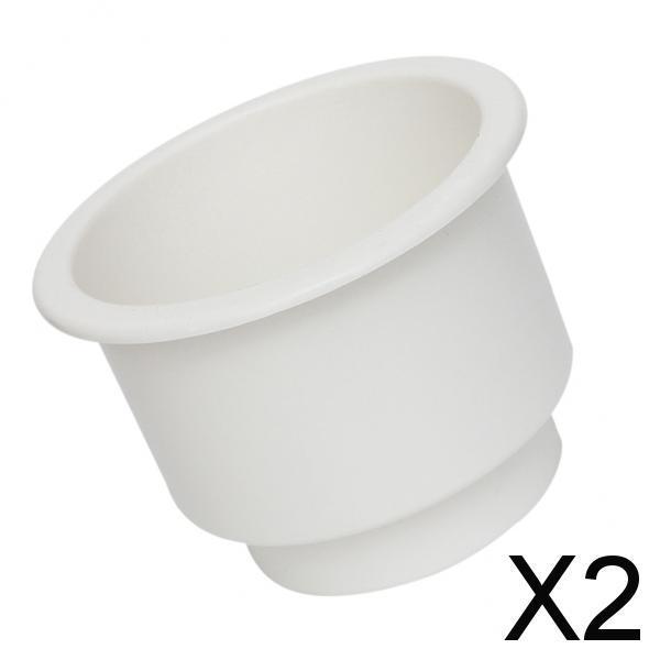 2xWhite No Holes Recessed Cup Drink Holder for Marine Boat Car RV