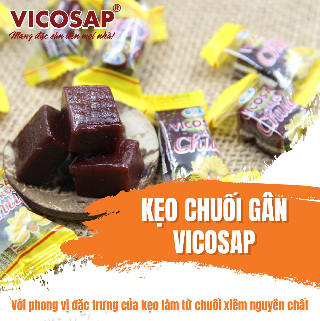 Kẹo chuối gân Vicosap 500g