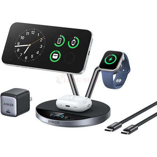 Đế sạc Anker Prime MagGo Wireless Charging Station 3 in 1 AirCool 25W Dock Stand B25X7 - Hàng chính hãng