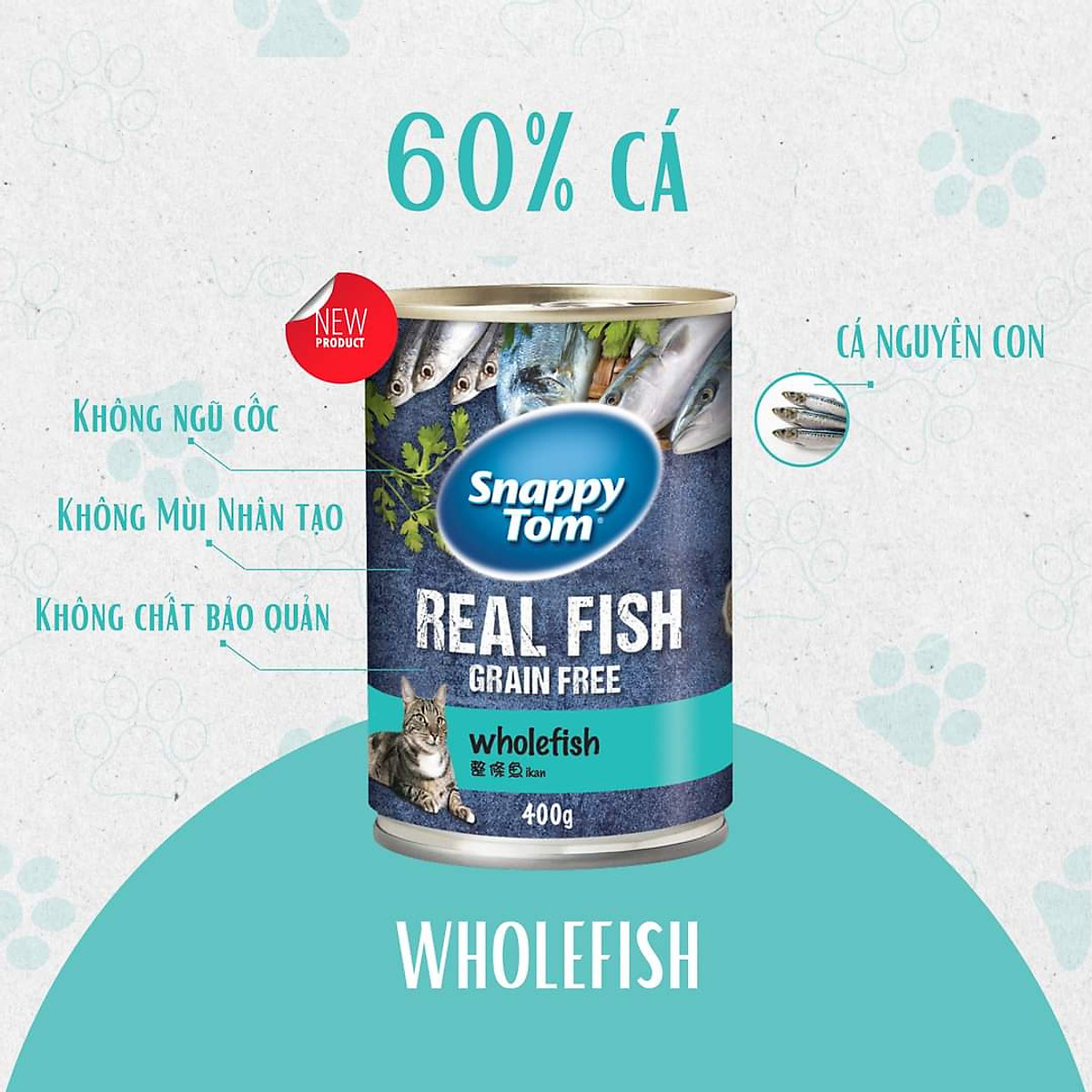 PATE CHO MÈO SNAPPYTOM REAL FISH LON 400G