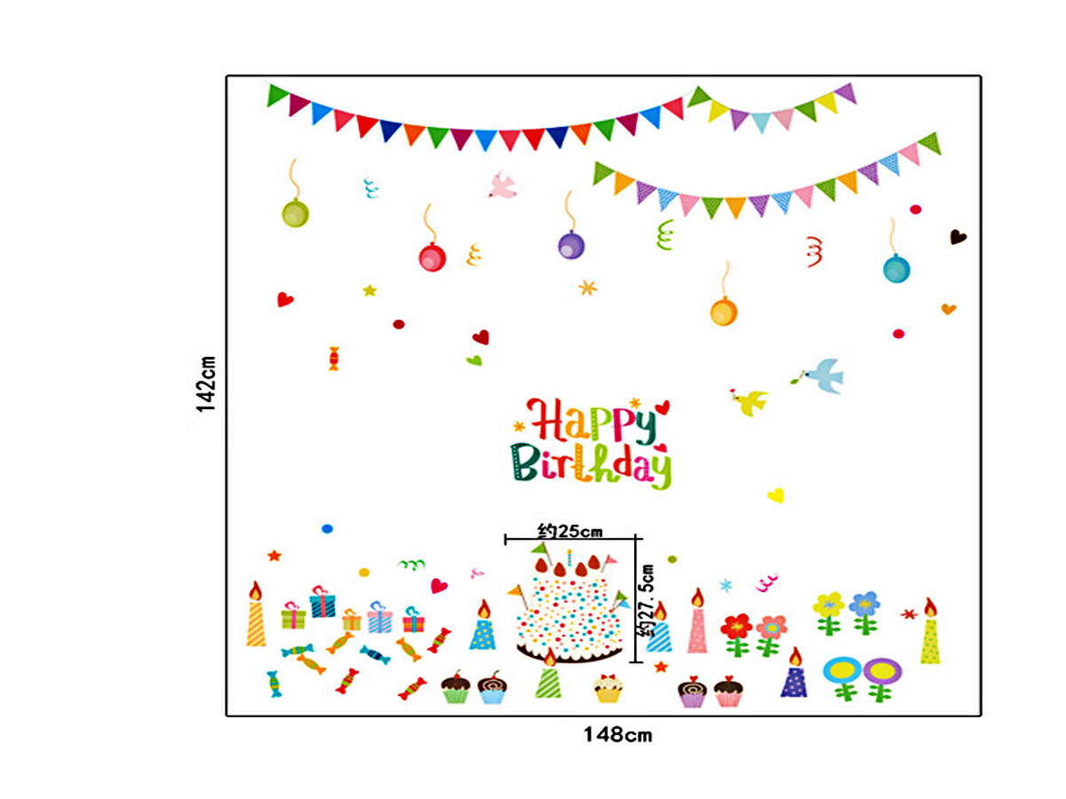 Decal dán tường chúc mừng sinh nhật happy birthday