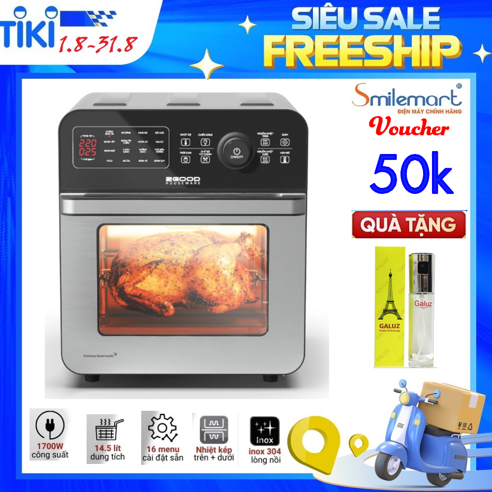 Nồi Chiên Không Dầu 2GOOD Vortex S-20, Lõi Inox 304BA bóng - Hàng Chính hãng