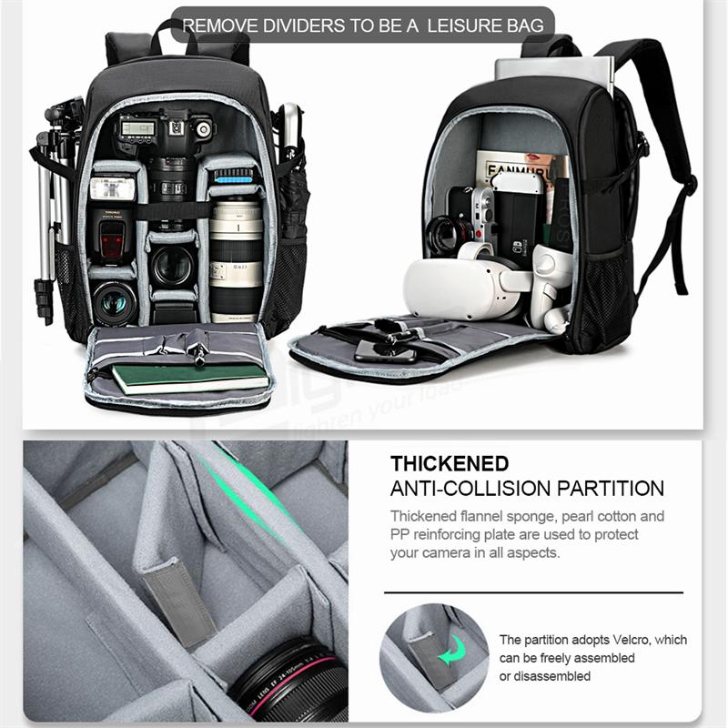 Máy ảnh lớn đa chức năng Máy ảnh Backpack DSLR chống thấm/ 15.6 '' Túi vai máy tính xách tay w/ Rain Cover Photography Case Travel: Orange