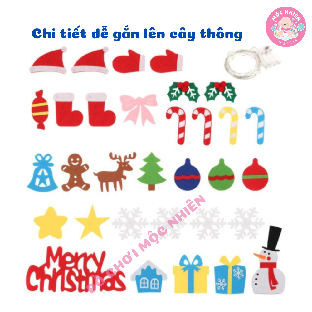 Cây thông Noel treo tường bằng vải dạ vải nỉ trang trí Giáng sinh