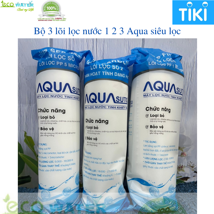 Bộ lõi lọc nước 1 2 3 aqua sử dụng được cho tất cả các máy lọc nước ro gia đình