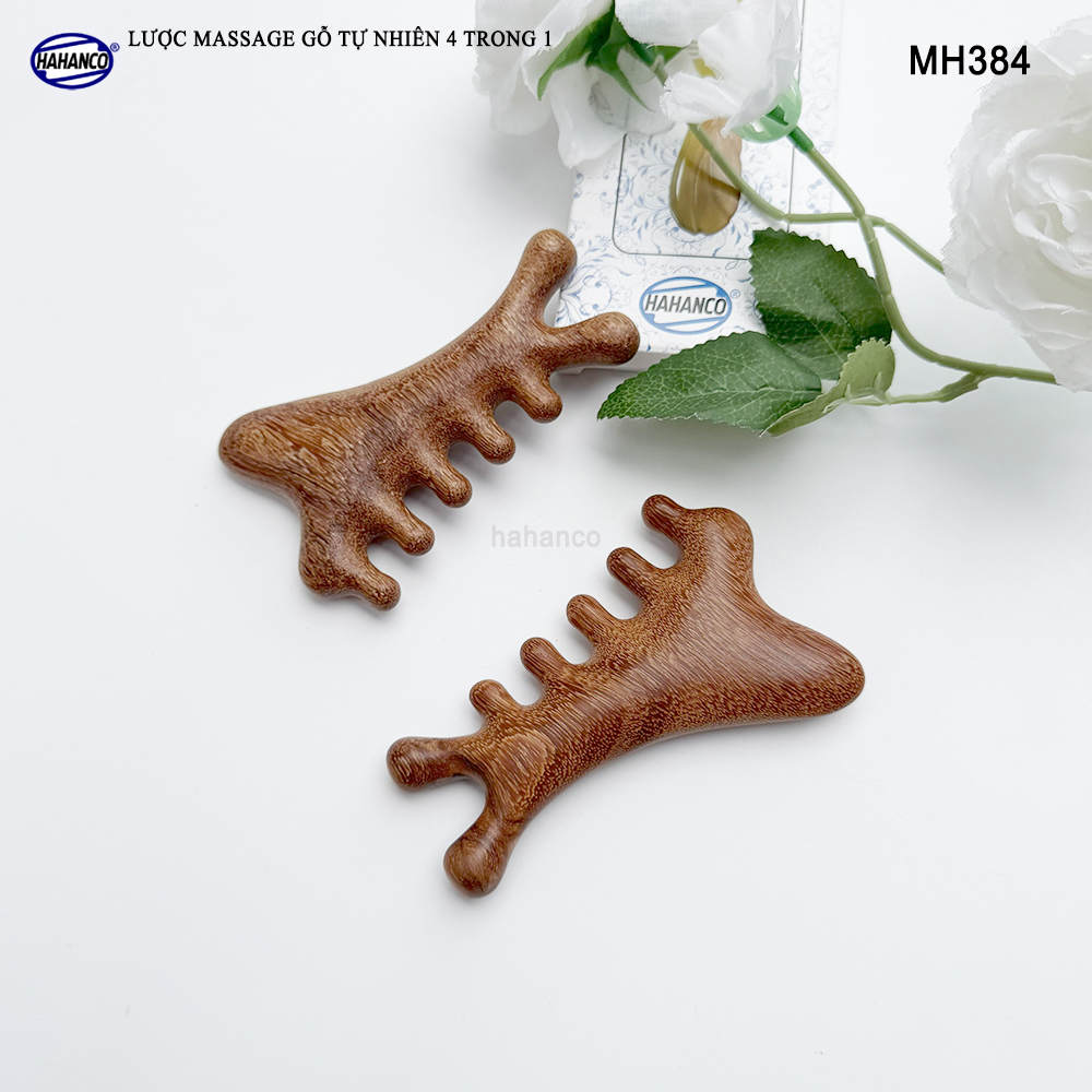 Lược Massage Dụng Cụ Làm Đẹp Chuyên Nghiệp Gỗ Tự Nhiên 4 Trong 1 - HAHANCO - MH384