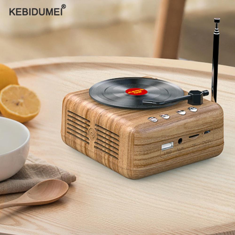 Không dây bluetooth retro radio vinyl ghi âm Bluetooth loa sáng tạo retro Audio Radio di động Màu sắc trang trí mini: màu trắng