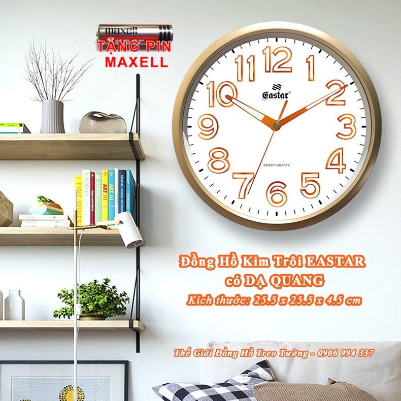 Đồng Hồ KIM TRÔI EASTAR Tròn – Bộ Kim & Số có DẠ QUANG  – Tặng Pin Maxell – Bảo Hành 1 Năm