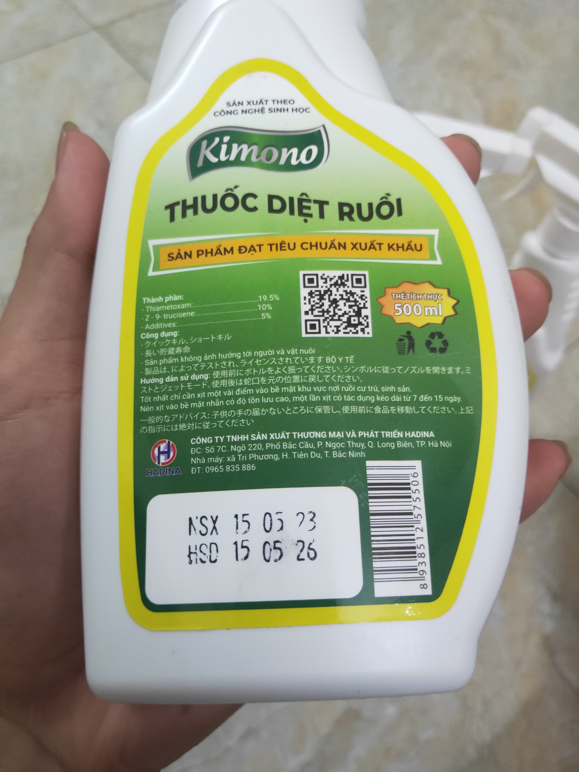 Chai diệt ruồi KIMONO dạng xịt 500ml Không mùi - Hiệu quả - An toàn