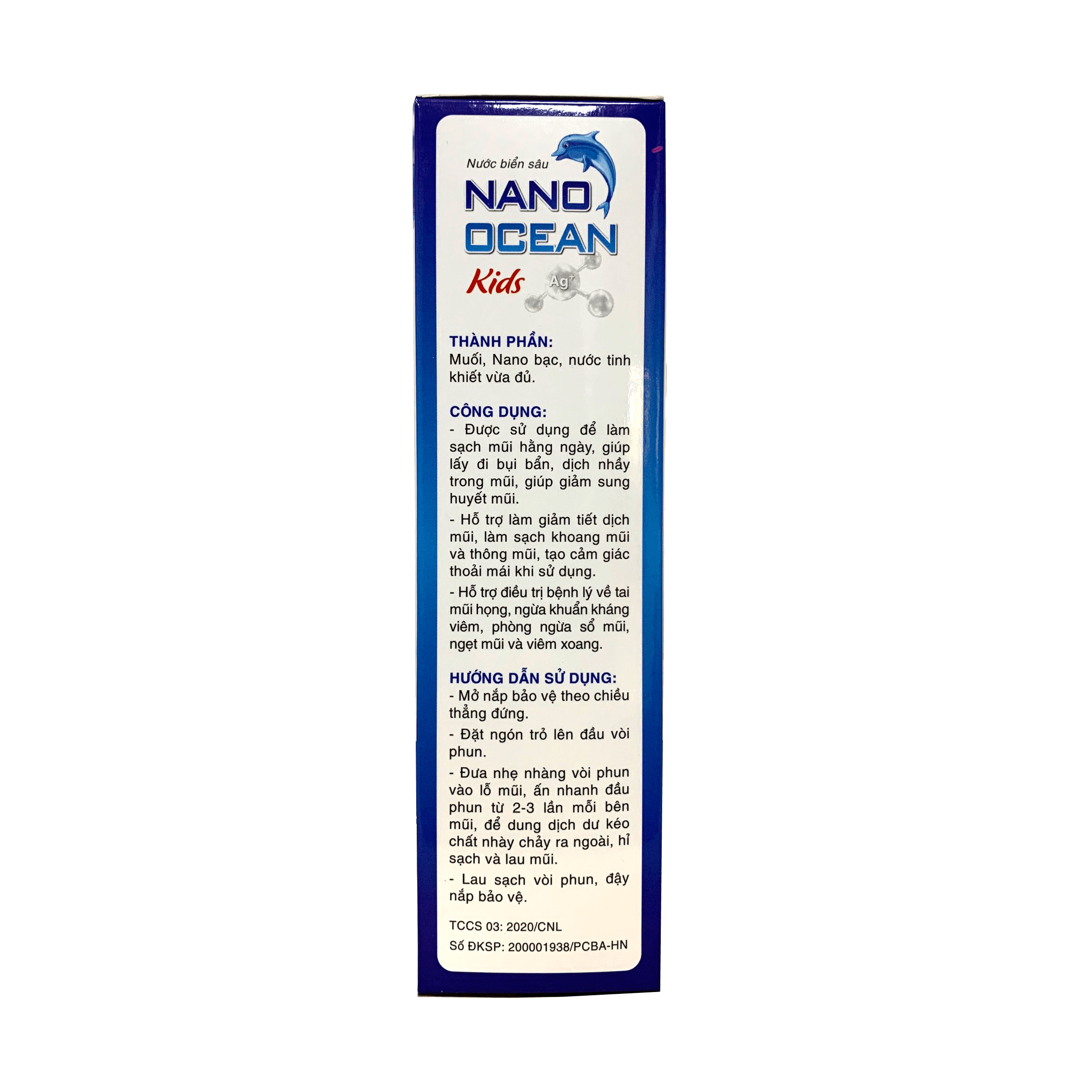 Chai Xịt Vệ Sinh Mũi Nước Biển Sâu Nano Bạc Cho Trẻ Em Nano Ocean Kids ( Chai 70ml )