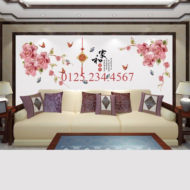 Decal dán tường Hoa hồng 3D HOT