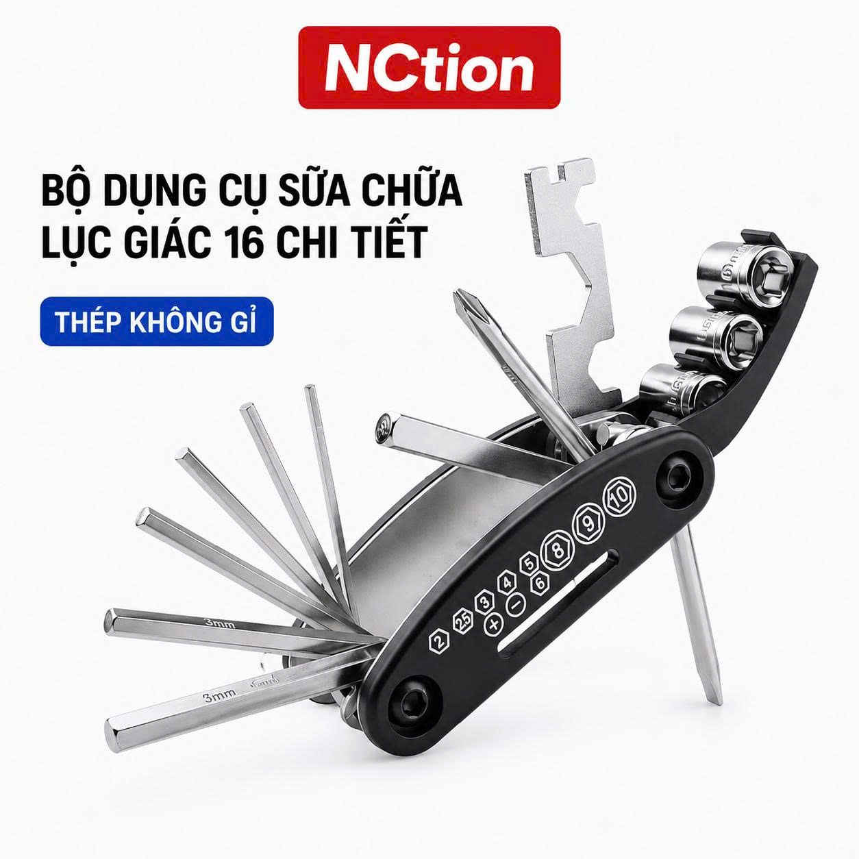 Bộ Lục Giác 16 Chi Tiết Sửa Chữa Xe Đạp Xe Máy Đồ Dùng Đa Năng Có Tua Vít Tiện Lợi Thép Không Gỉ
