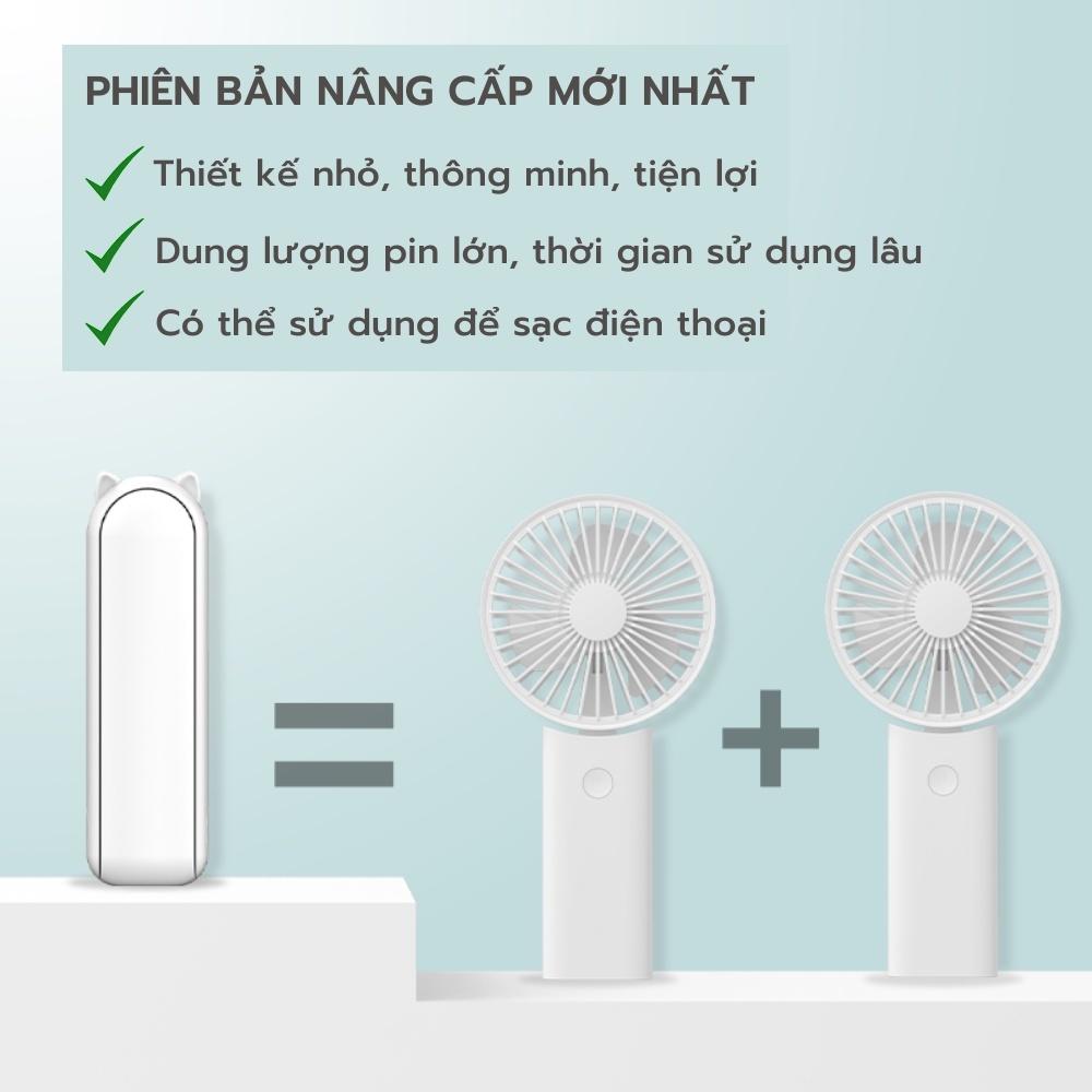 Quạt mini, quạt cầm tay mini gấp gọn 3 chết độ gió, tích hợp sạc dự phòng, dung lượng pin 2000mAh, bảo hành 6 tháng