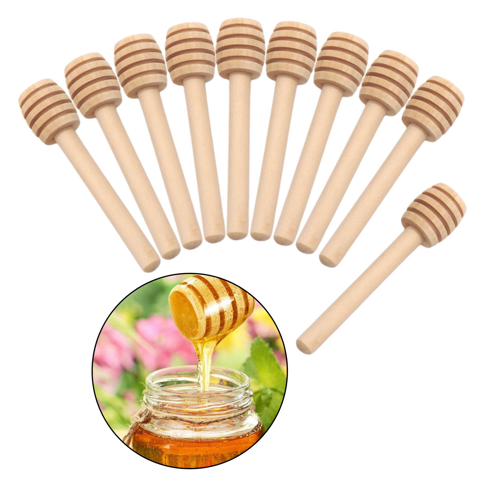 10pcs Honey Dipper Stick, 3 Inch 4 Inch Mini Wood Honey Stirrer Wand for Honey Jar Dispense Drizzle Honey, Wedding Party Favors