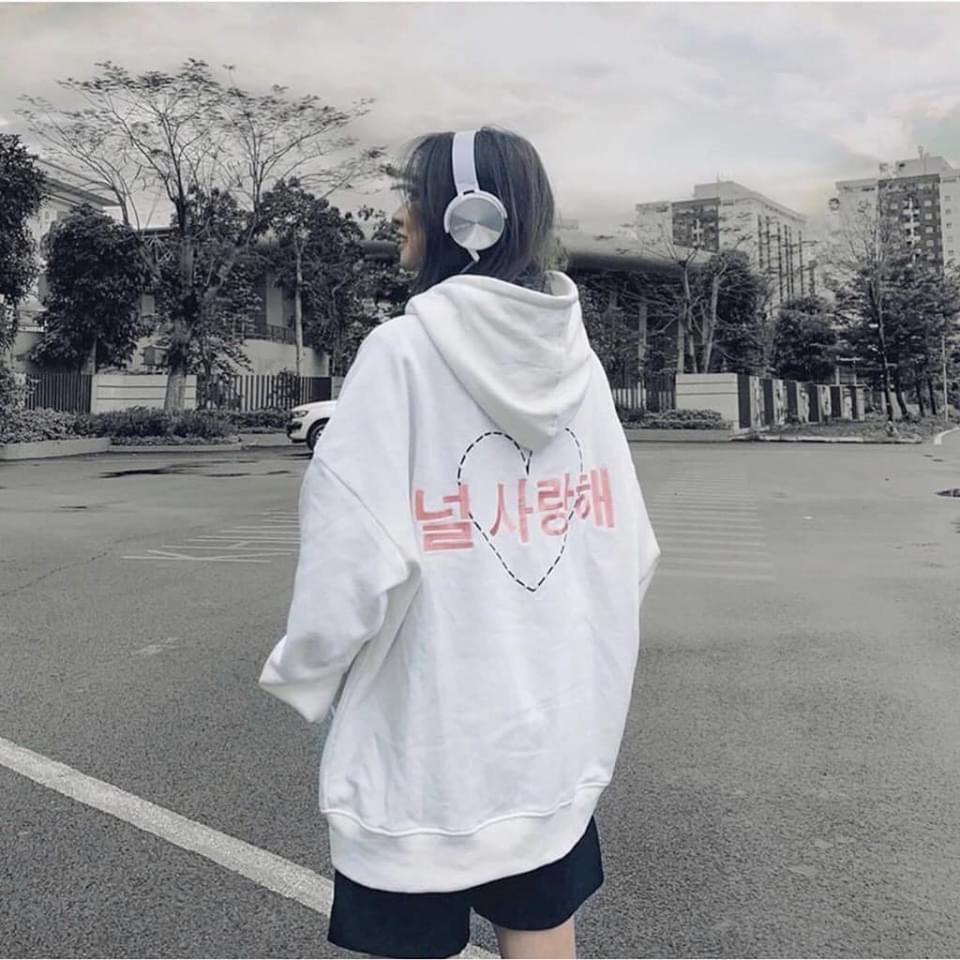 Áo Khoác Hoodie Nỉ Ngoại In Chữ Hàn Free Size Dưới 65Kg AK15