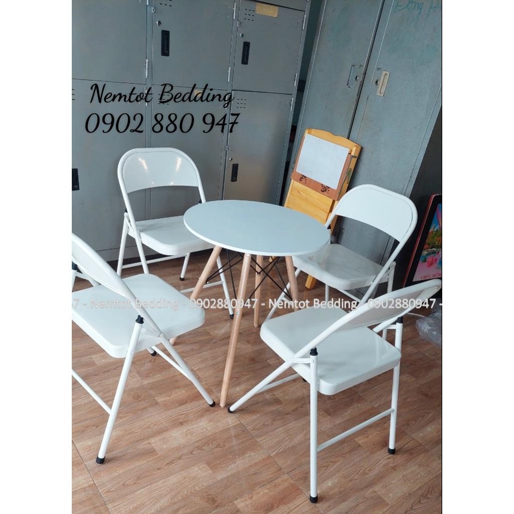Ghế phong cách vintage mẫu mới, ghế cherry, ghế xếp sơn tĩnh điện gấp gọn, ngồi làm việc phong cách Bắc Âu