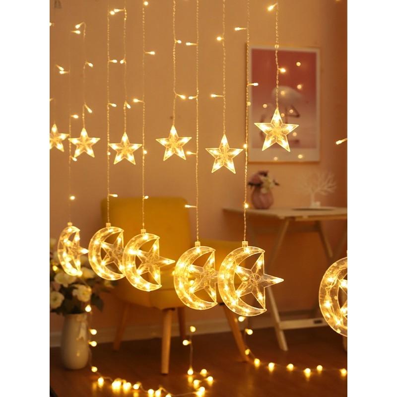 Đèn rèm trang trí đèn led rèm mưa màu vàng ấm cắm điện
