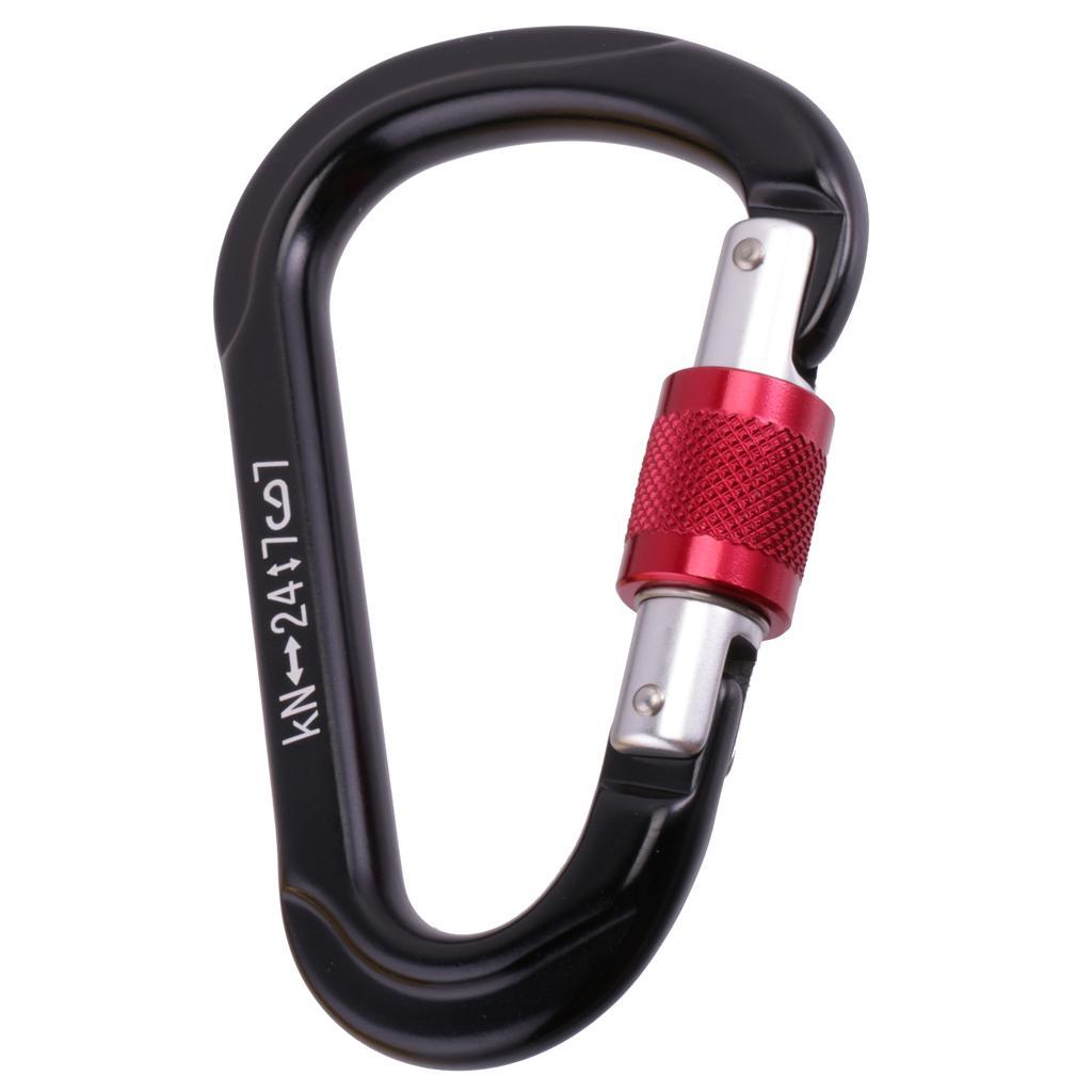 2x 24KN Rock Climbing Rappelling Screw Locking Carabiner Safety Rescue Gear