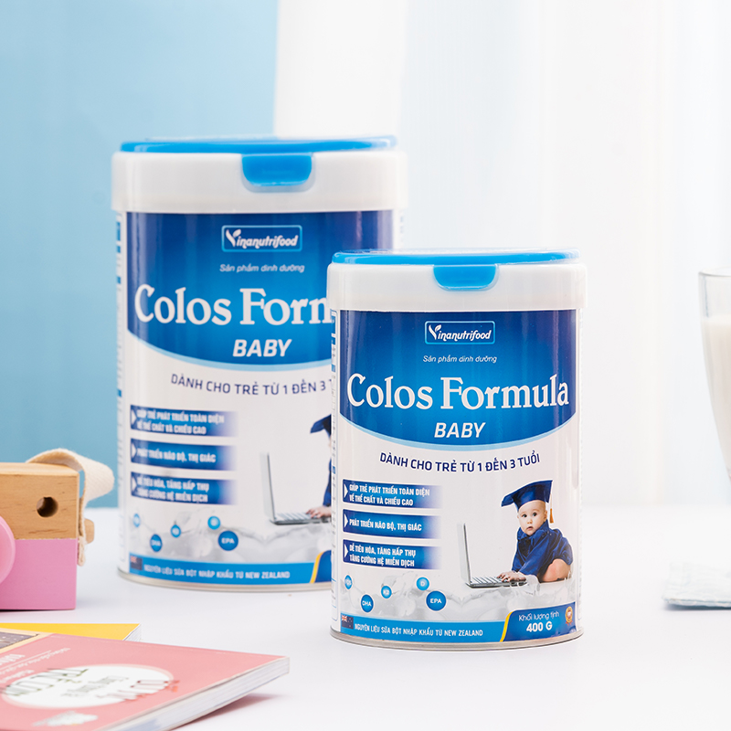 Sữa bột Colos Formula Baby bổ sung đầy đủ năng lượng, Canxi, Vitamin, giúp phát triển chiều cao phòng ngừa nguy cơ còi xương, chậm lớn, hỗ trợ sự phát triển toàn diện của trẻ