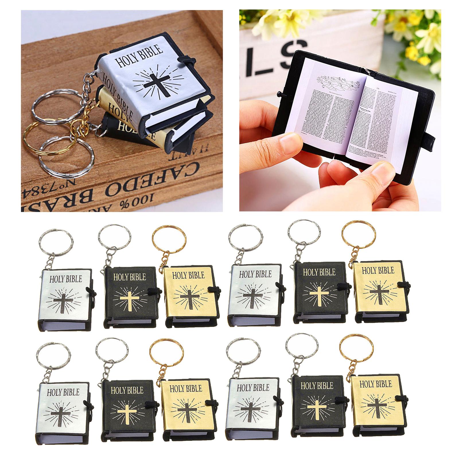 Vintage Miniature Religious Decor Pendant Christian Bible Book Keychain Bookbag Purse Pendant Charm Car Key Holder