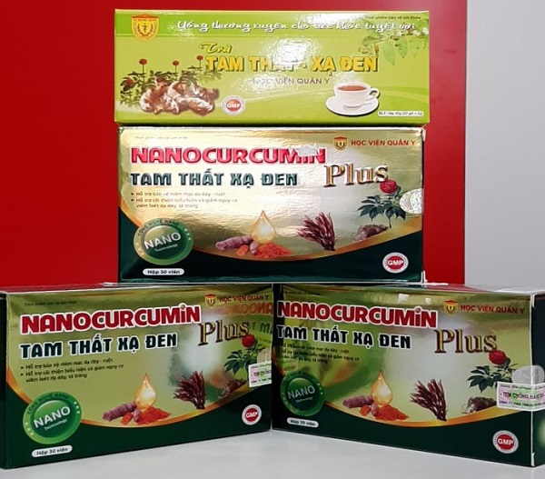 Set Quà Combo 3 Hộp Nano Curcumin tam thất xạ đen Plus Học Viện Quân Y hỗ trợ và bảo vệ dạ dày - Hộp 30 viên