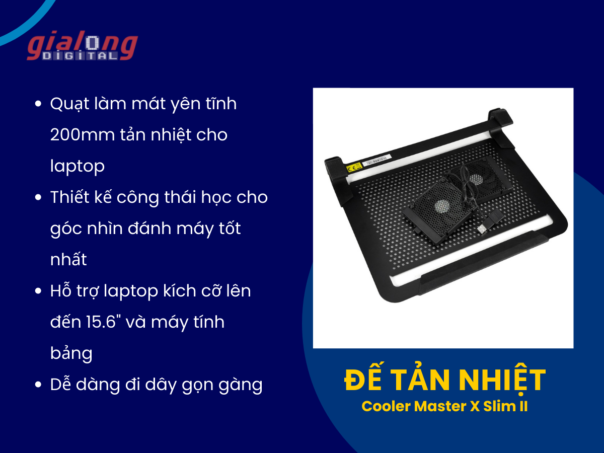 Đế tản nhiệt Cooler Master X Slim II - Hàng chính hãng