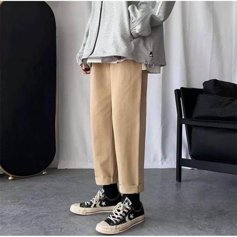 Quần Basic Kaki Nam Nữ Ống Suông UNISEX màu Đen/Tan (Chất siêu mịn dày đẹp
