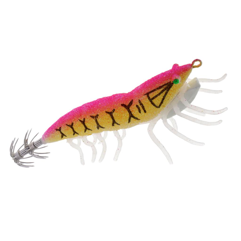 2pcs Bionics Squid Jigs Hooks Artificial Hard Fishing Lure Wood Shrimp Bait