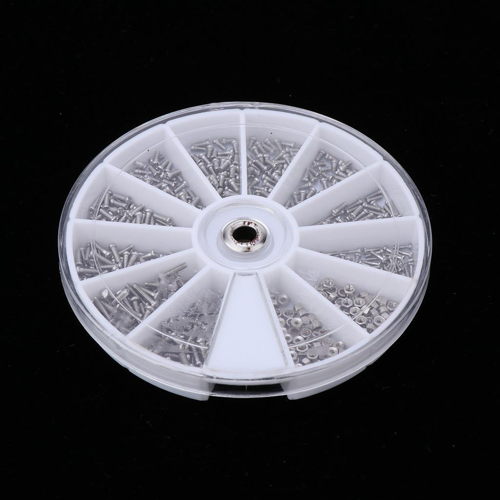 600Pcs in 1 Kit Rivet Heads Screws Nuts Round Plastic Case Stainless Steel