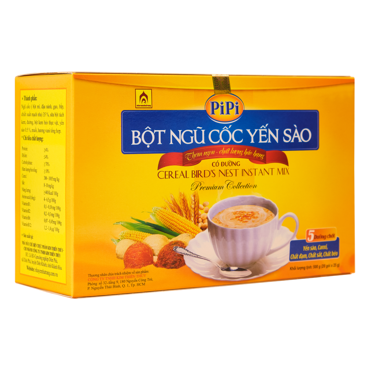 Thùng 24 hộp Bột Ngũ Cốc Yến Sào PiPi - Nhà Yến Nha Trang - Hộp 20 Gói - Bột Ngũ Cốc Ăn Kiêng Giảm Cân - Bột Ngũ Cốc Dinh Dưỡng - Hàng Chính Hãng
