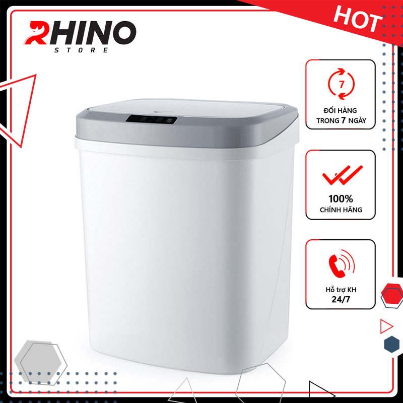 Thùng rác cảm ứng thông minh Rhino TR101 thể tích 16L có nắp đóng mở tự động - Hàng chính hãng