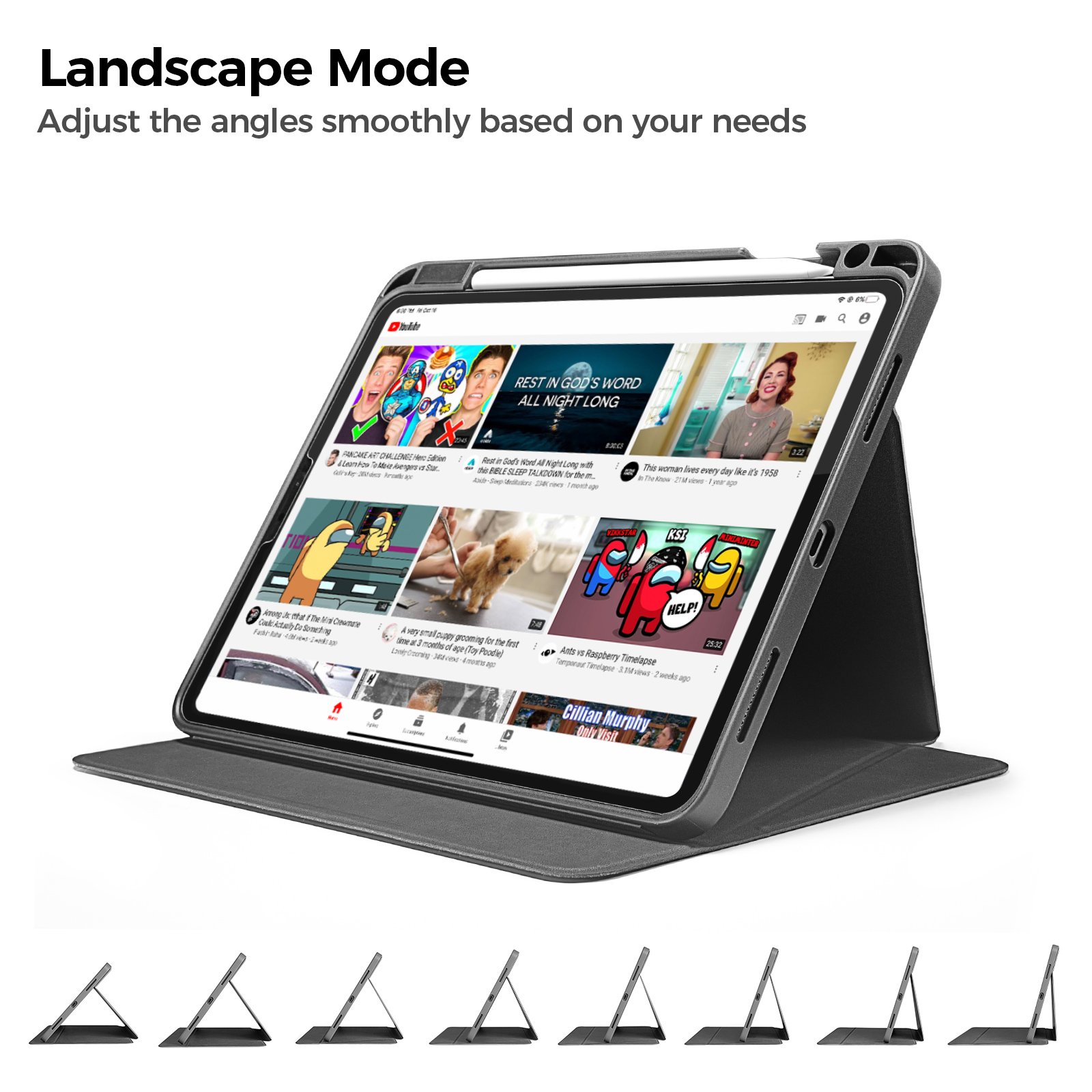 Bao Da For IPad 10.9 inch 2020 Tomtoc Từ Tính Đa Góc Smar-Tri Hỗ Trợ Sạc Không Dây Apple Pencil B02-005 - Hàng Chính Hãng