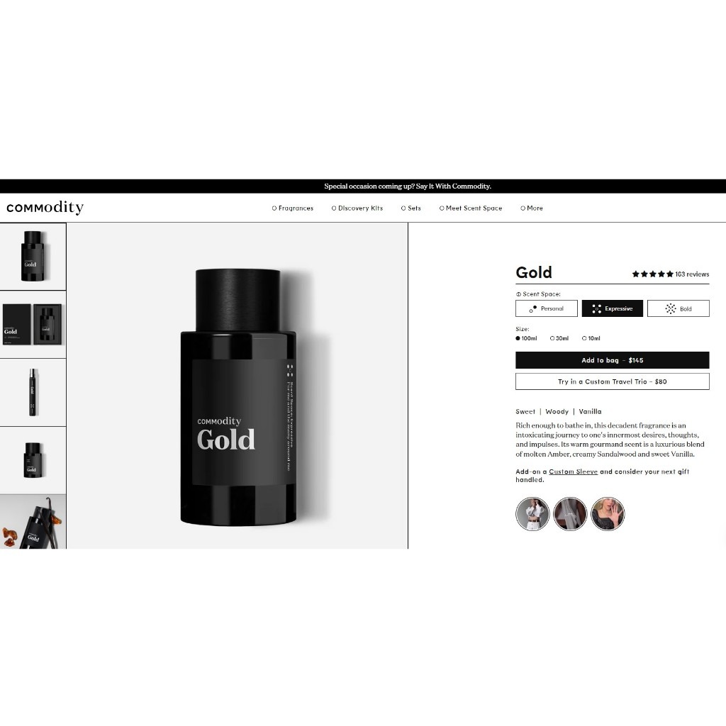 Vial Mẫu Thử Nước Hoa Commodity Gold Unisex 2ml
