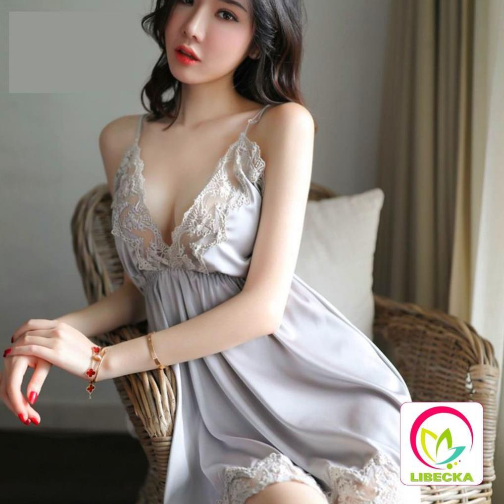 Váy ngủ đẹp dễ thương Ren 2 dây Sexy gợi cảm voan xuyên thấu quyến rũ phong cách Hàn Quốc cao cấp LIBECKA VAN14