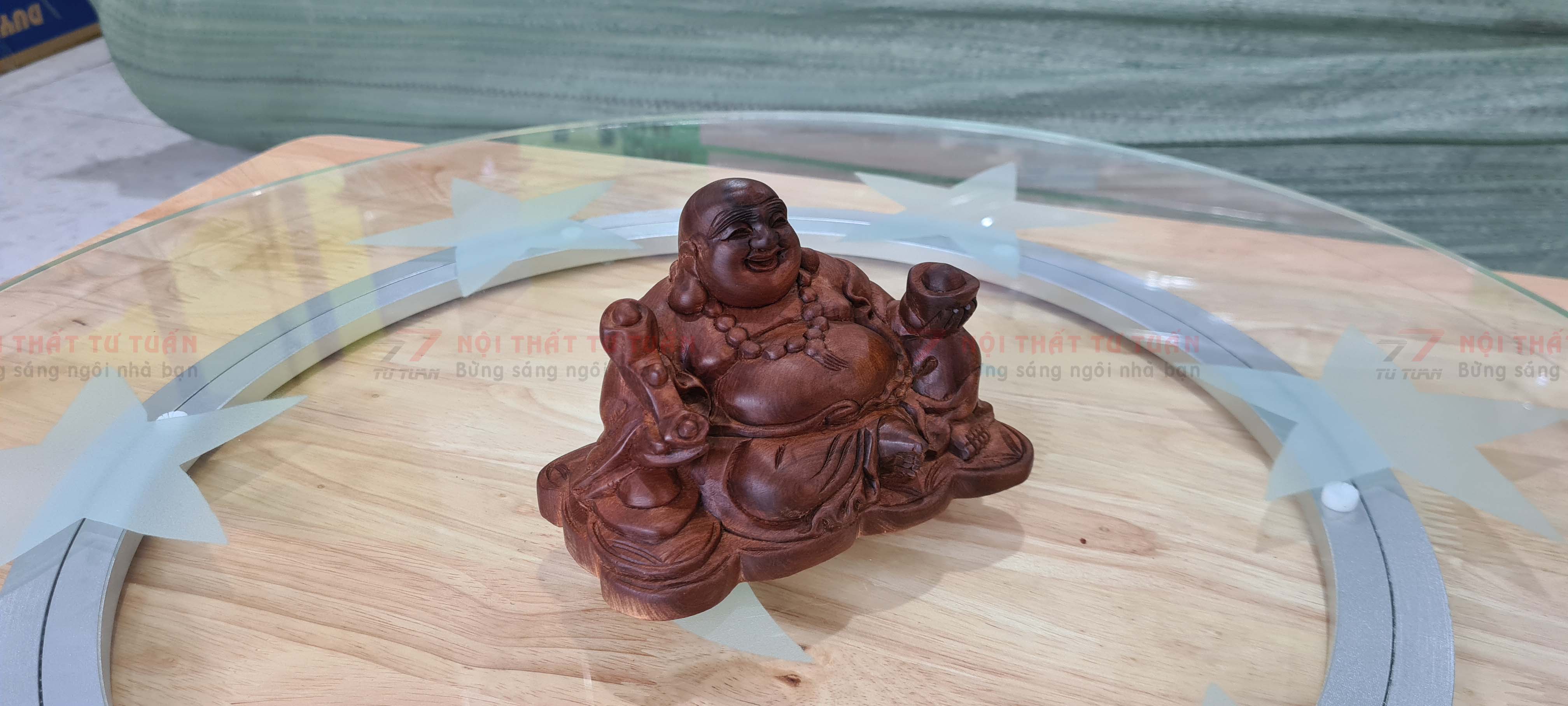 Tượng Di Lạc ngồi gỗ Bách Xanh | Di Lạc Gỗ