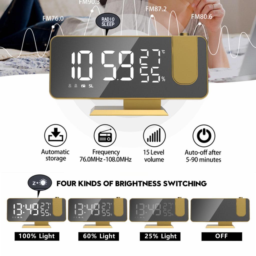 Mirror Digital Alarm Clock LED Lamp Snooze Adjustable Brightness