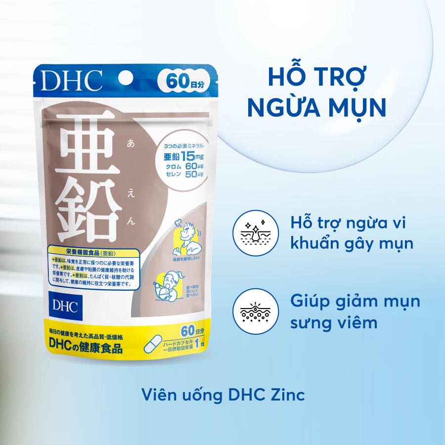 Kẽm Zinc DHC Nhật duy trì sức khỏe của da, ngừa mụn nội tiết, vị giác ngon miệng, tăng cường sinh lực phái mạnh - Massel Official