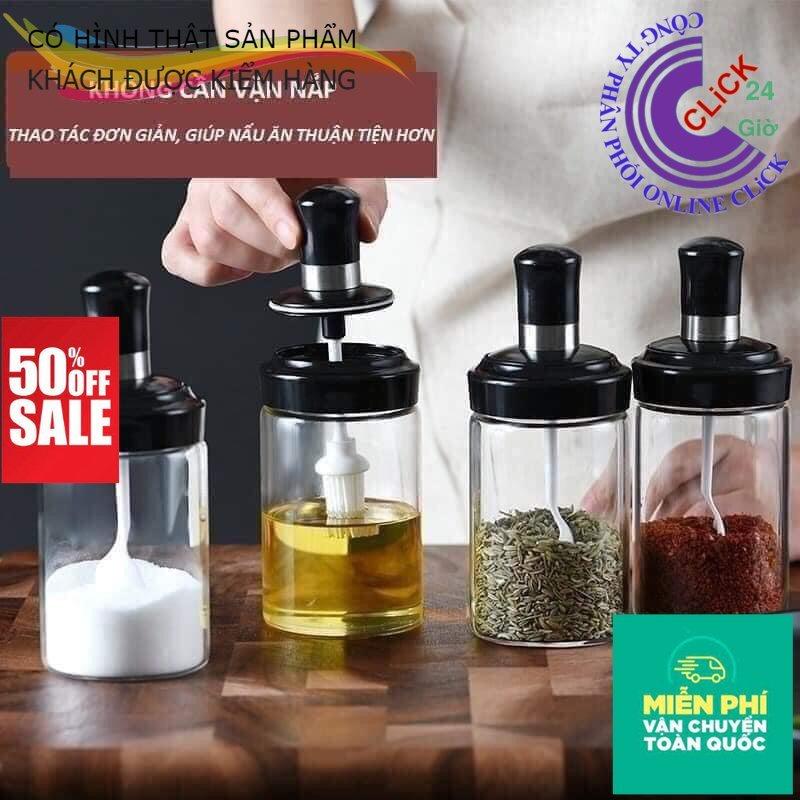 Hủ/Lọ Thủy Tinh Đựng Gia Vị - Có Kèm Muỗng/Thìa Tiện Lợi - Hàng Cao Cấp