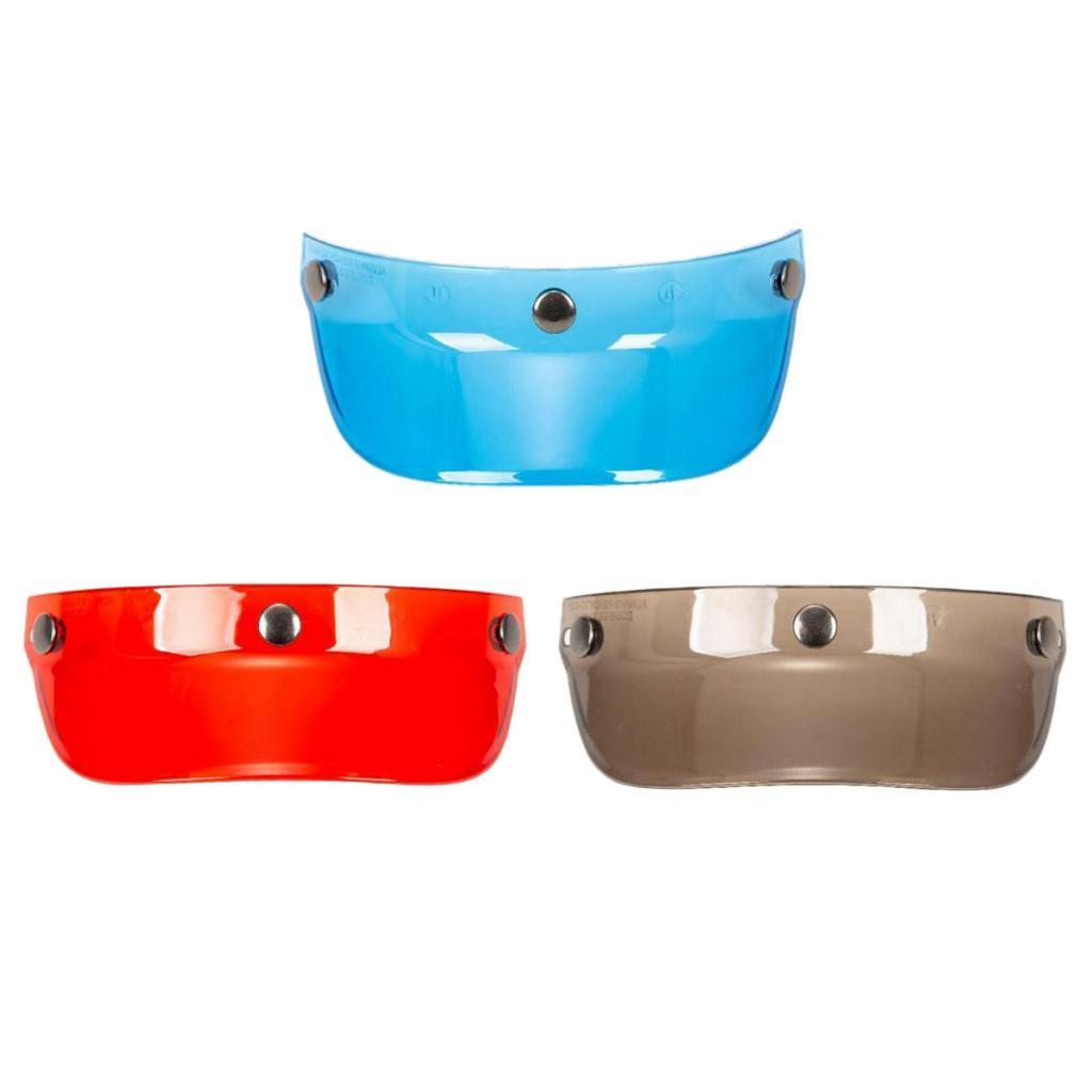 3x Motorcycles Helmet Peak Shield Open Face Retro Sun Shade Protector Replacement w/ 3 Snap Scratch Resistant for 3/4 Helmets
