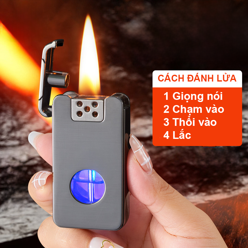 Bật Lửa Cảm Ứng 4in1 Có Đèn Fullbox – Xài Xăng