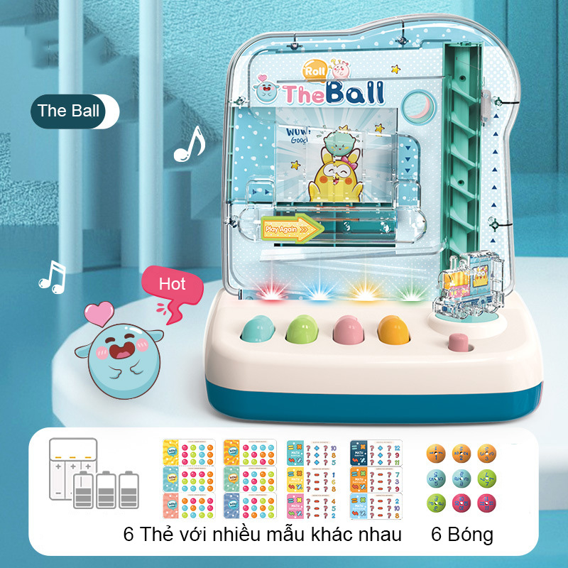 Máy Trò Chơi Bắt Bóng Lăn The Ball PinBall Vemila kèm thẻ toán học, đồ chơi giáo dục sớm tập phối hợp tay mắt rèn luyện