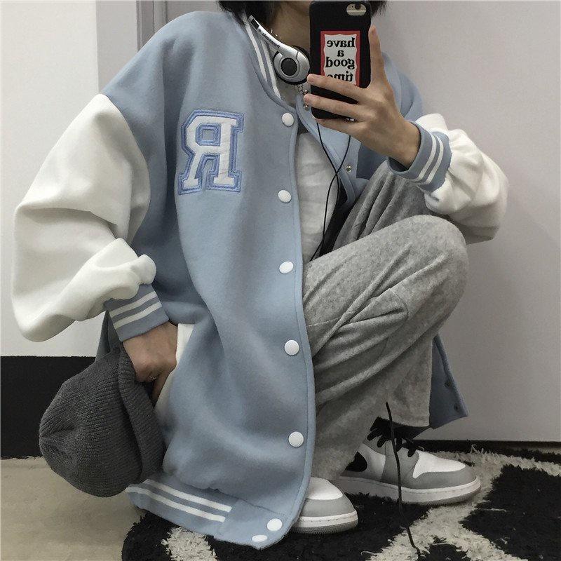 Áo Khoác Bomber Nỉ R Nam Nữ Unisex Form Rộng Nhiều Màu Ulzzang