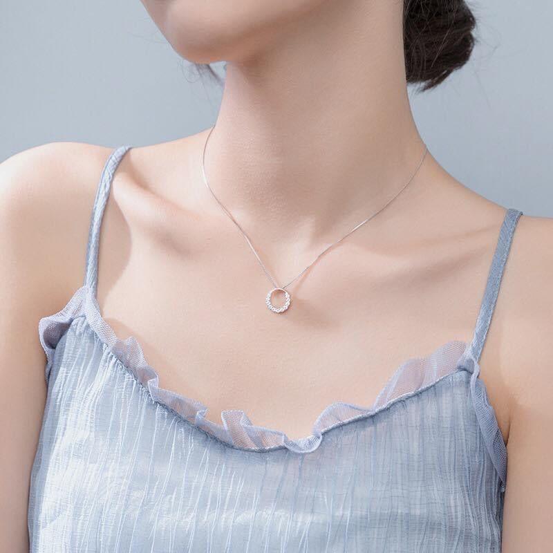 Dây chuyền bạc- dây chuyền mặt đá dạng tròn, dây thời trang nữ đẹp BẠC ĐẸP