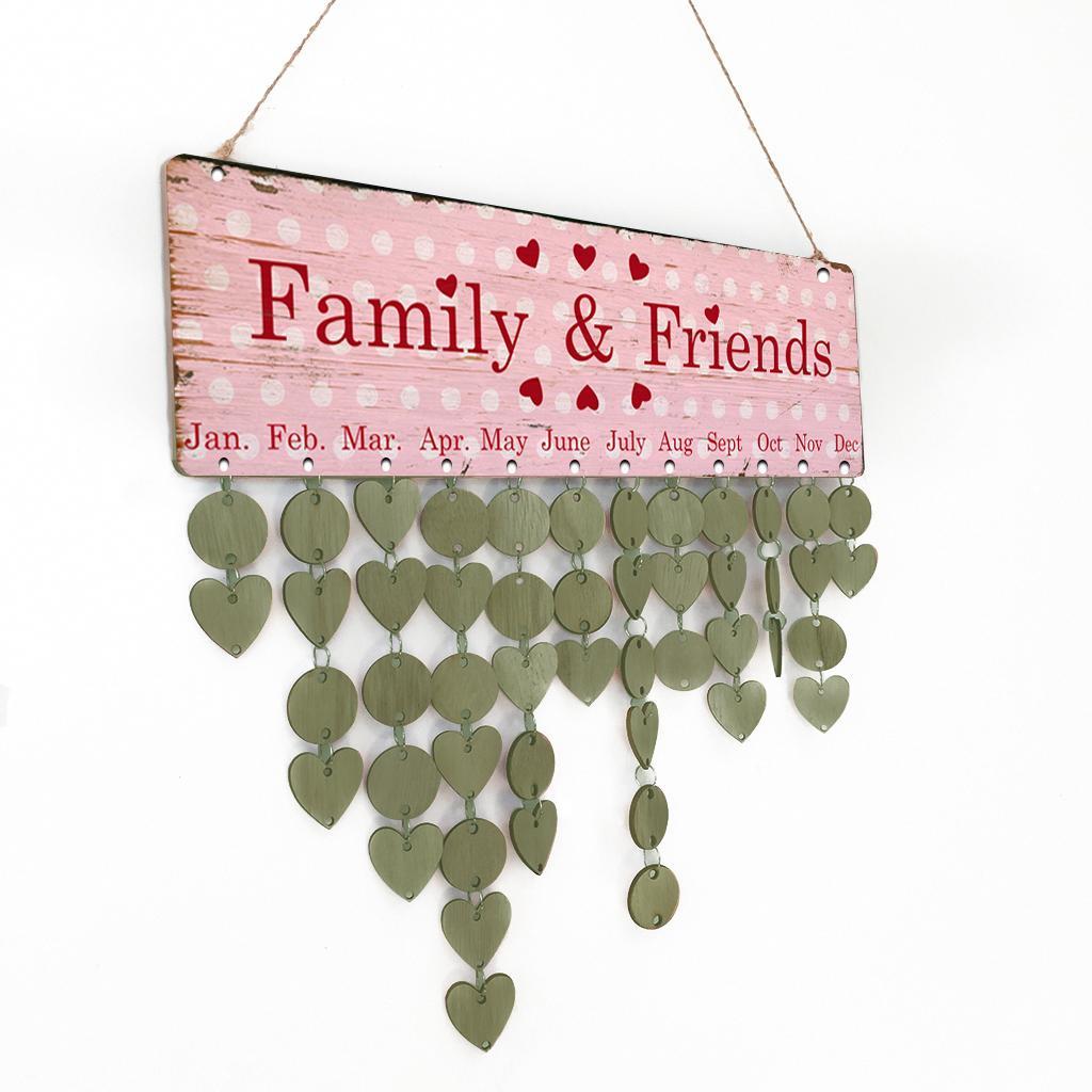 Family friends reminder calendar wooden board plaque hanging decor