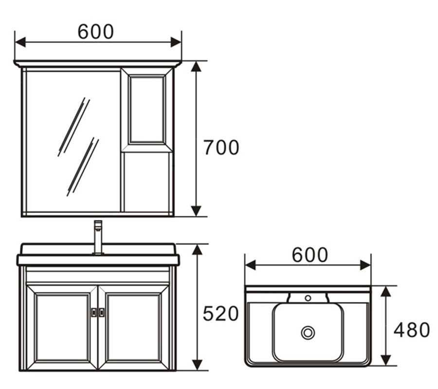 Bộ tủ Lavabo nhựa và carbon chịu nước Eurolife BLV-NC01 kháng nước chống ẩm chống bám bẩn, tạo khuẩn (Trắng)