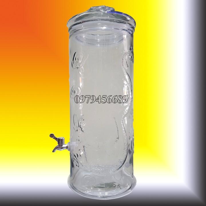Bình thủy tinh trụ rồng 8 lít có vòi