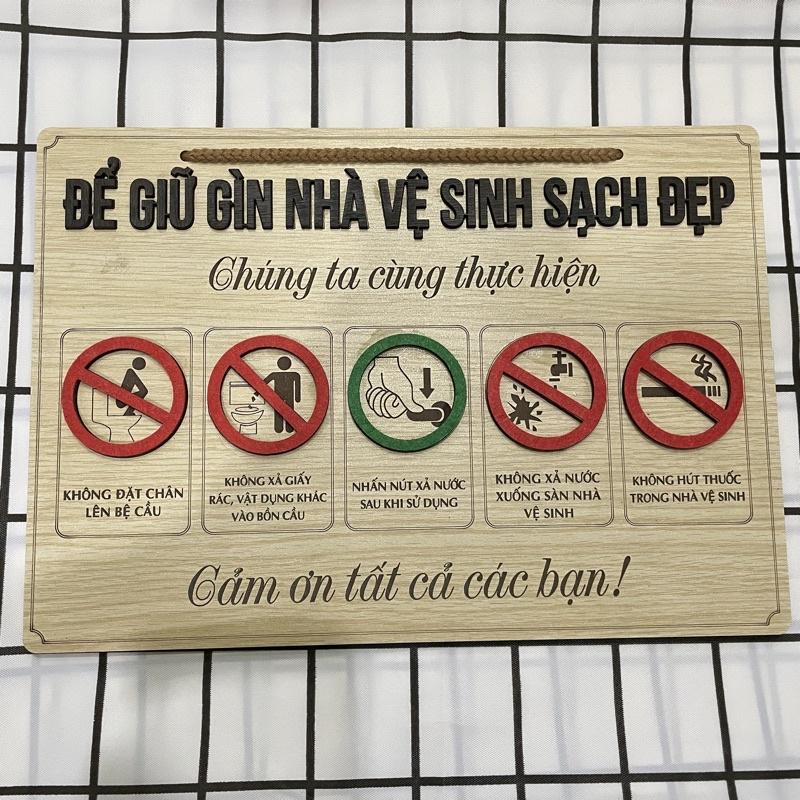 Bảng gỗ quy định cùng nhau giữ vệ sinh nhà cửa phòng trọ nhà chung sạch đẹp có dây treo tặng kèm đinh treo 3 chân